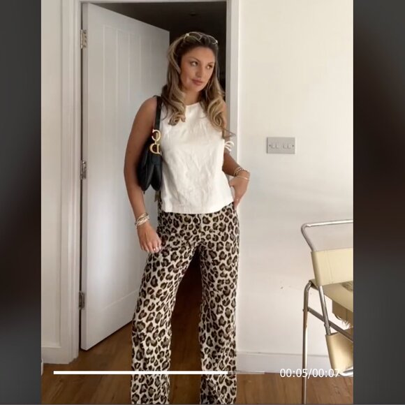 NWT ZARA ANIMAL PRINT STRAIGHT LEG PANTS LEOPARD